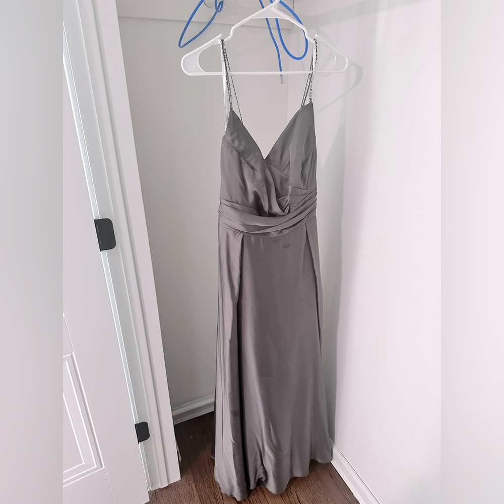 Grey/Charcoal Satin Belsoie Bridesmaid Dress